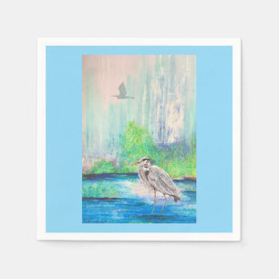 Serviette En Papier Héron bleu Napkin