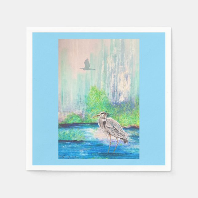 Serviette En Papier Héron bleu Napkin (Devant)