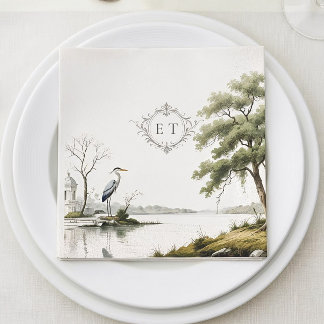 Serviette En Papier Heron Toile French Country Monogram Paper Napkin