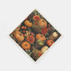 Serviette En Papier Heure citrouille, couleurs de l'automne,