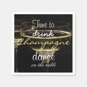 Serviette En Papier Heure de boire le champagne et la danse sur la