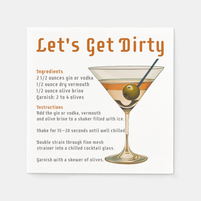Serviette En Papier Heure du cocktail : découvrez la recette du Dirty  (Devant)
