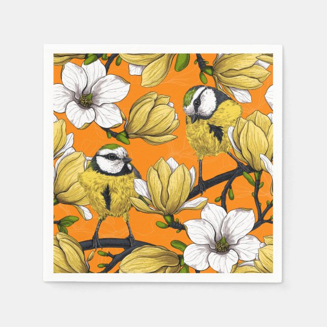 Serviette En Papier Heure du printemps en jaune (Devant)