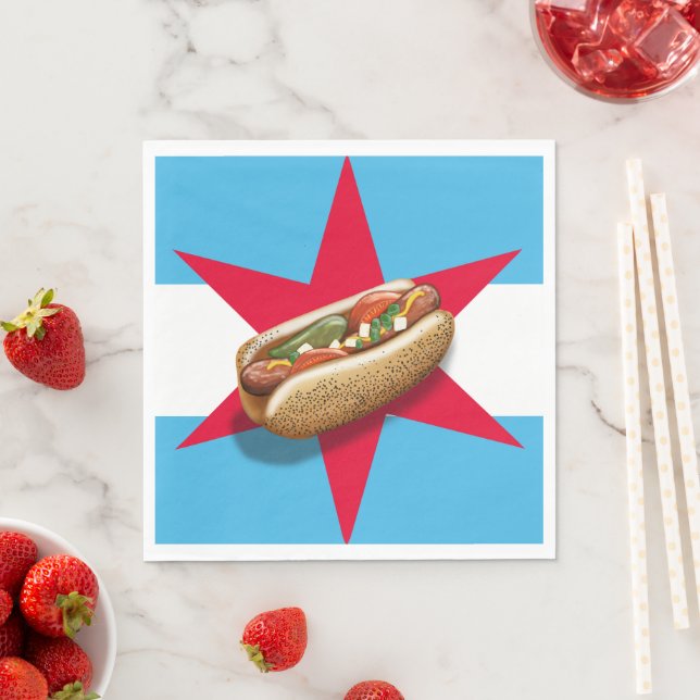 Serviette En Papier Heure HotDog de Chicago (En situation)