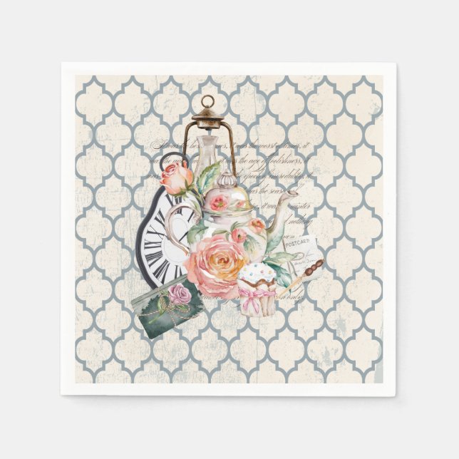 Serviette En Papier Heure vintage du thé (Devant)