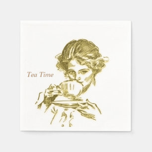 Serviette En Papier Heure vintage du thé