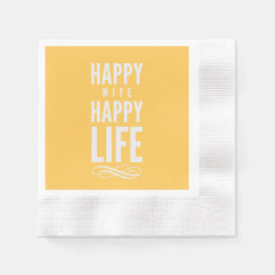 Serviette En Papier Heureuse Femme Bonne Vie Dit Jaune