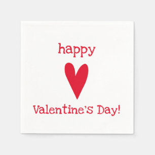 Serviette En Papier Heureuse Sainte-Valentin ! Coeur rouge