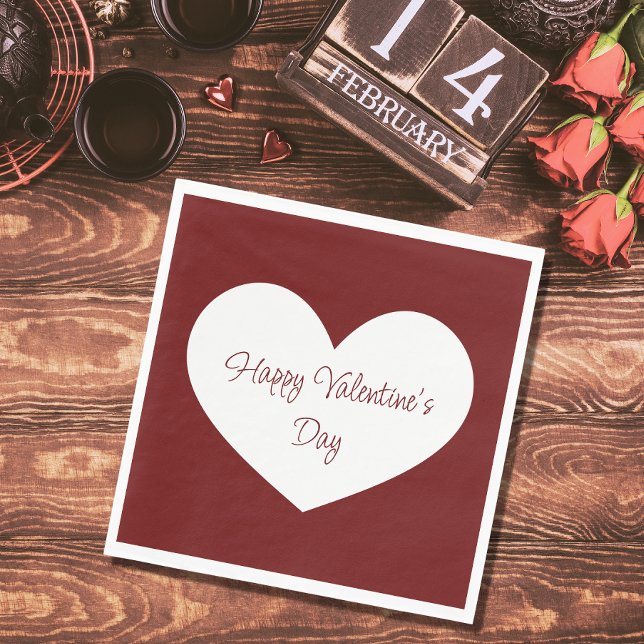 Serviette En Papier Heureuse Sainte-Valentin Heart Cute Red Party (Créateur téléchargé)