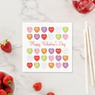 Serviette En Papier Heureuse Sainte-Valentin mignon Whimsical coloré
