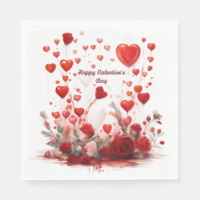 Serviette En Papier Heureuse Sainte-Valentin papier Napkin (Devant)