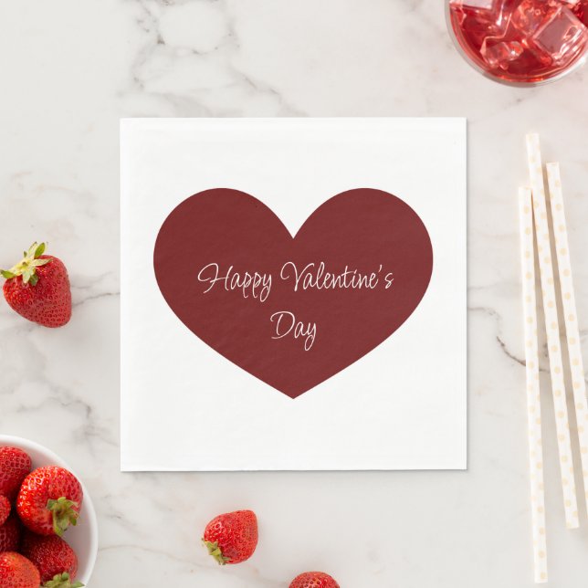 Serviette En Papier Heureuse Sainte-Valentin Red Heart Cute Party (En situation)