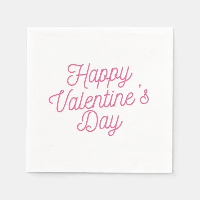 Serviette En Papier Heureuse Sainte-Valentin rose | Napkin (Devant)