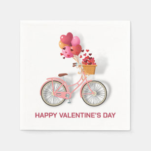 Serviette En Papier Heureuse Sainte-Valentin   Vélos et ballons