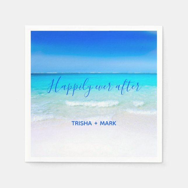 Serviette En Papier Heureusement Jamais Après Blue Paradise Beach Mari (Devant)