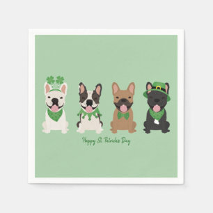 Serviette En Papier Heureux Bulldogs français en Jour de la Saint Patr