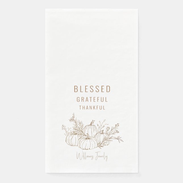 Serviette En Papier Heureux Citrouille Whie Holiday (Devant)