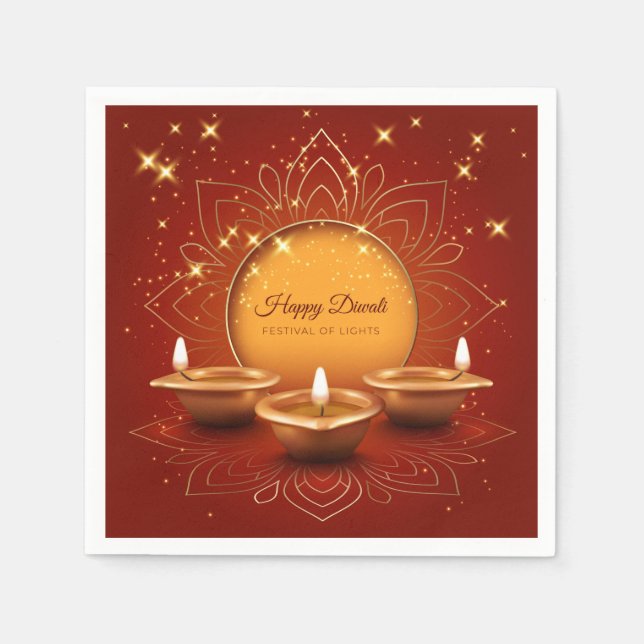 Serviette En Papier Heureux Diwali (Devant)