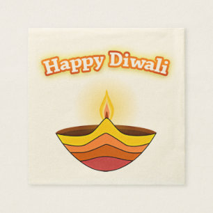Serviette En Papier Heureux Diwali et Diya Lamp