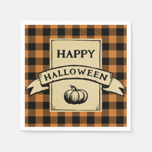 Serviette En Papier heureux halloween buffalo plaid