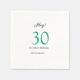 Serviette En Papier Hey c'est la 30e anniversaire vert noir lettre gra