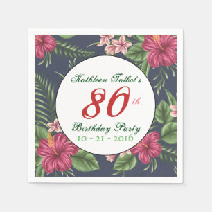 Serviette En Papier Hibiscus 80e Anniversaire Papier de fête Napkin