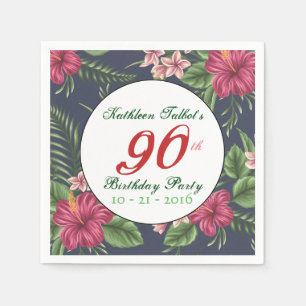 Serviette En Papier Hibiscus 90e Anniversaire Papier de fête Napkin