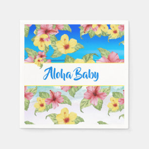 Serviette En Papier Hibiscus Baby shower à fleurs tropicales