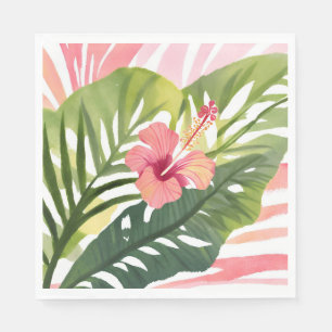 Serviette En Papier Hibiscus Beauté Aquarelle Fleur Tropicale