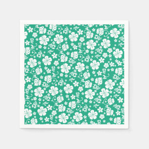 Serviette En Papier Hibiscus blanc sur Caraïbes Green Tropical Chic