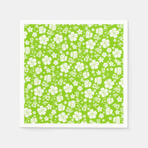 Serviette En Papier Hibiscus blanc sur citron vert tropical chic