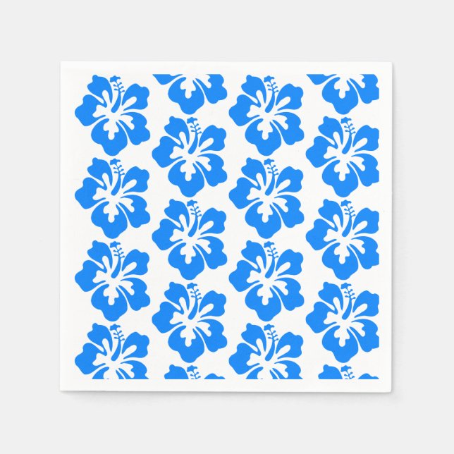 Serviette En Papier Hibiscus bleu Fleur hawaïenne Luau Anniversaire (Devant)