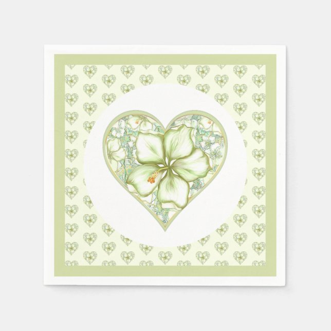 Serviette En Papier Hibiscus & dentelle BLANC (Devant)