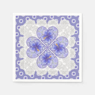 Serviette En Papier Hibiscus & dentelle BLEU