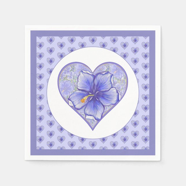 Serviette En Papier Hibiscus & dentelle BLEU (Devant)