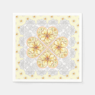 Serviette En Papier Hibiscus & dentelle JAUNE