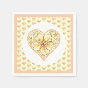 Serviette En Papier Hibiscus & dentelle JAUNE