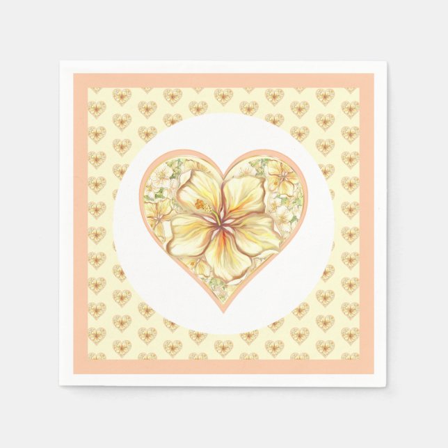 Serviette En Papier Hibiscus & dentelle JAUNE (Devant)