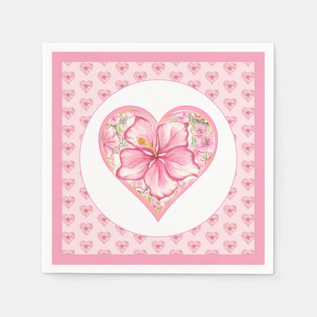 Serviette En Papier Hibiscus & dentelle PINK (Devant)