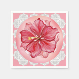 Serviette En Papier Hibiscus & dentelle RED
