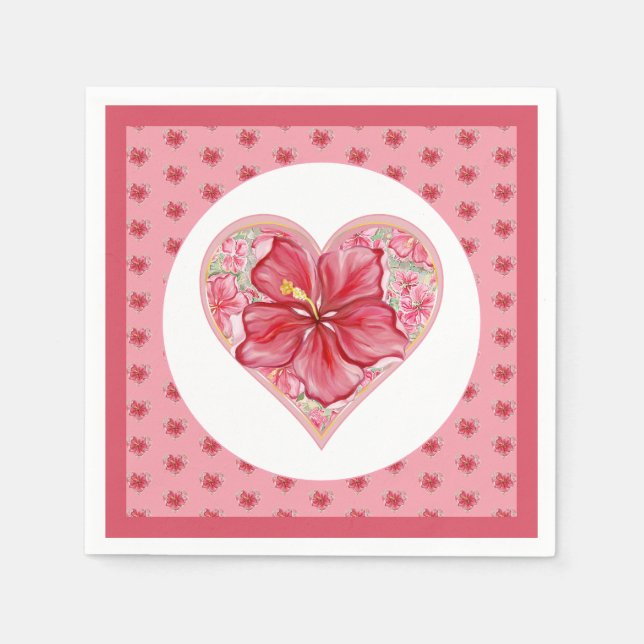 Serviette En Papier Hibiscus & dentelle RED (Devant)