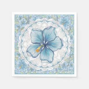 Serviette En Papier Hibiscus & dentelle TURQUOISE