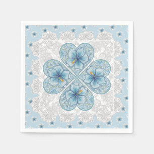 Serviette En Papier Hibiscus & dentelle TURQUOISE