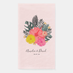 Serviette En Papier Hibiscus Hawaï Mariage Floral Tropical Dessiné à l