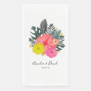 Serviette En Papier Hibiscus Hawaii Tropical Main tiré Mariage floral