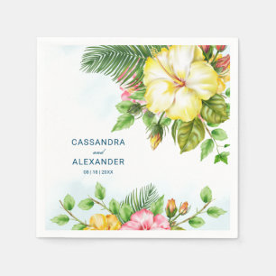 Serviette En Papier Hibiscus Hawaiian Tropical Floral Mariage
