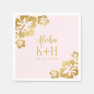 Serviette En Papier Hibiscus Or Aloha Monogramme