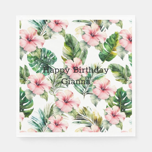 Serviette En Papier Hibiscus rose tropical (Devant)