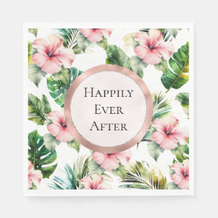 Serviette En Papier Hibiscus rose tropical Mariage floral