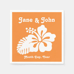 Serviette En Papier Hibiscus tropical dans les serviettes orange